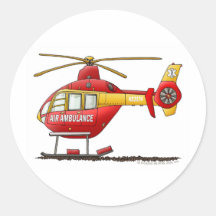 EMS EMT Rescue Medical Helicopter Ambulance Round Sticker