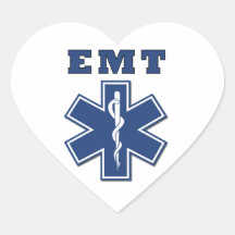 EMT Star of Life Heart Stickers