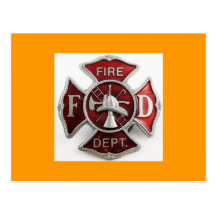 'enamel' fire dept insignia post card