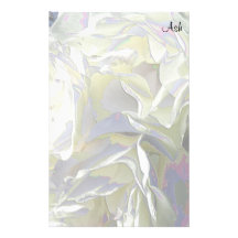 Enameled White Roses Customized Stationery
