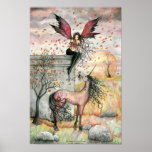 Enchanted Autumn Fairy Unicorn Art Poster posters