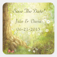 Enchanted Forest Scene Save The Date Sticker