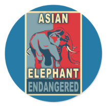 Endangered Asian Elephant Pop Art Tshirts Round Sticker