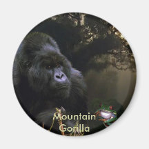 Endangered Mountain Gorilla & Tree Frog Art Refrigerator Magnets