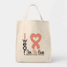 Endometrial Cancer Heart Ribbon For The CURE Tote Bag