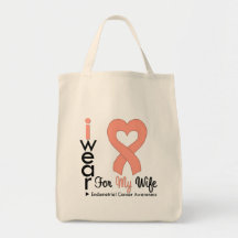 Endometrial Cancer Heart Ribbon WIFE Bag