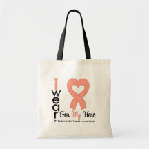 Endometrial Cancer Peach Heart Ribbon HERO Bags