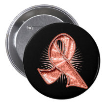 Endometrial Cancer Slogan Watermark Ribbon Buttons