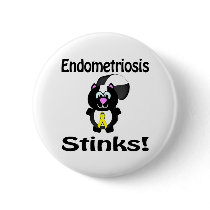 Endometriosis Stinks Skunk Awareness Design Pinback Buttons
