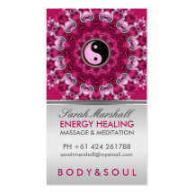 Energy Healing Holistic Pink Silver Business Card