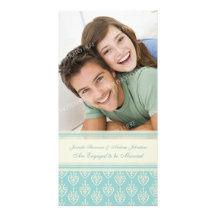Engagement Announcement Photo Card Aqua Cream