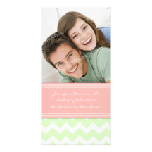 Engagement Announcement Photo Card Coral Chevron