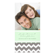 Engagement Announcement Photo Card Mint Chevron