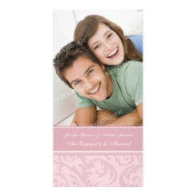 Engagement Announcement Photo Card Pink and Cream