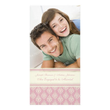 Engagement Announcement Photo Card Pink Cream