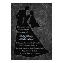 Engagement anouncement black chic fancy pretty personalized invites