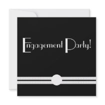 Engagement  Party Art Deco Black and White Invitations