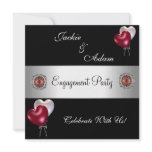 Engagement Party Black Red White Balloons Personalised Invitation