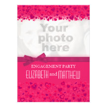 Engagement party pink hearts your photo invitation