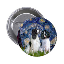 Engilsh Springer Pair - Starry Night Pinback Button