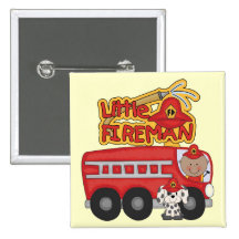 Engine Little Fireman African American Tshirts Button