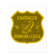Engineer Drinking League Postcard
