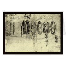 Engineering Sketch of a Wheel by Leonardo da Vinci Cards