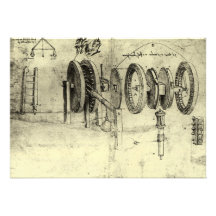 Engineering Sketch of a Wheel by Leonardo da Vinci Custom Invitation