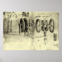 Engineering Sketch of a Wheel by Leonardo da Vinci Print