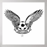 England black and white Soccer wings gifts posters