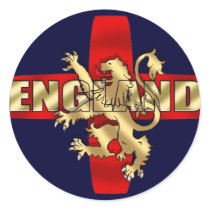 England flag Gold logo lion fun artwork gifts Round Stickers