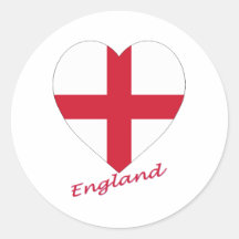 England Flag Heart Round Sticker