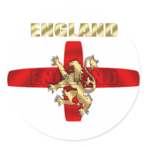England outline logo and lion soccer gifts round stickers