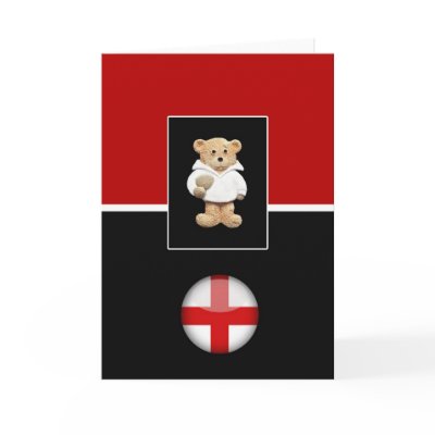England Rugby Teddy Bear Greeting Card