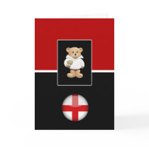 England Rugby Teddy Bear Greeting Card