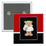England Rugby Teddy Bear Pinback Button