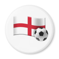 England soccer flag and ball fridge magnets