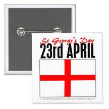 England, St George's Day Pinback Buttons