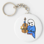 English Budgie Plays Bass Cello Keychains