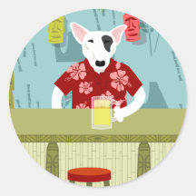 English Bull Terrier Tiki Bar Stickers