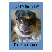 English Bulldog Birthday Card, Cool Dude