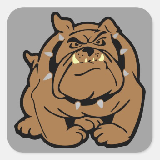 English Bulldog Cartoon Square Sticker | Zazzle
