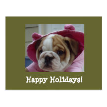 English Bulldog Happy Holidays Postcards