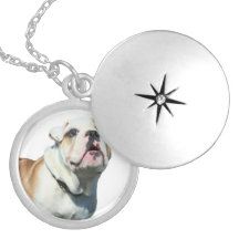 English bulldog round locket