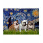 English Bulldog Trio - Starry Night t-shirts