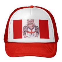 English Bulldog with Tribal Tattoo Mesh Hats