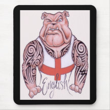 English Bulldog with Tribal Tattoos Mousepads