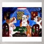 ENGLISH BULLDOGS BULL DOGS PLAYING POKER posters