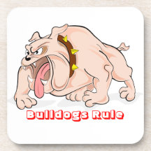 English Bulldogs Rule Cartoon Mascot Coaster Set