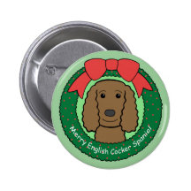 English Cocker Spaniel Christmas Button